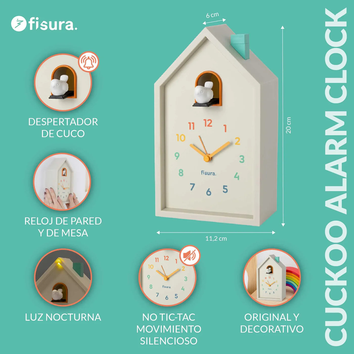 Reloj Despertador Casita (Multicolor) De Plástico