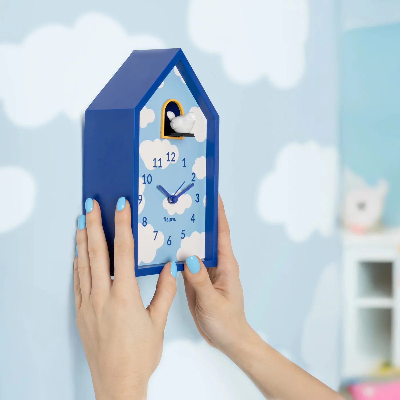 Reloj Despertador Casita (Azúl) De Plástico