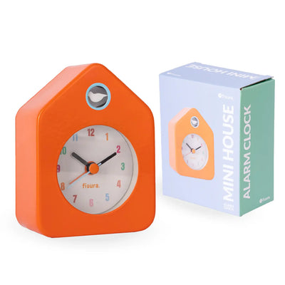 Reloj Despertador (Naranja) Mini Casita De Metal