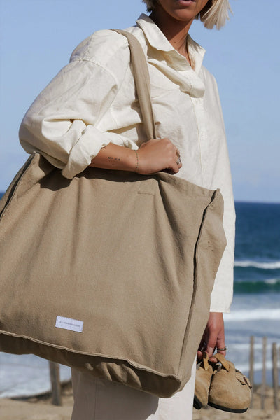 Bolso Grande Con Asas (Beige) De Algodón