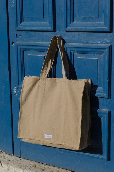 Bolso Grande Con Asas (Beige) De Algodón