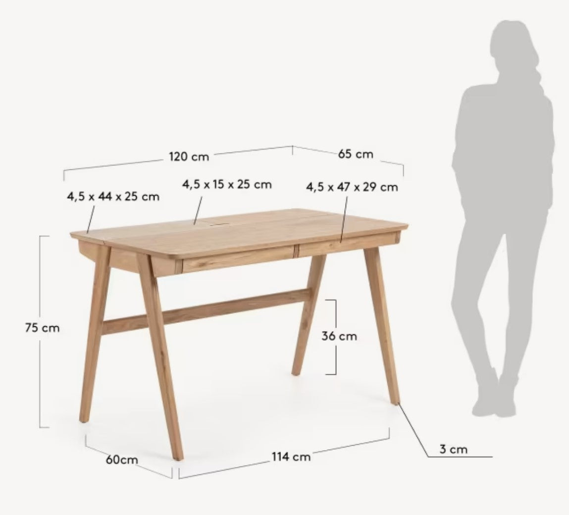 Escritorio Tablero Enchape (Natural) Estructura De Madera