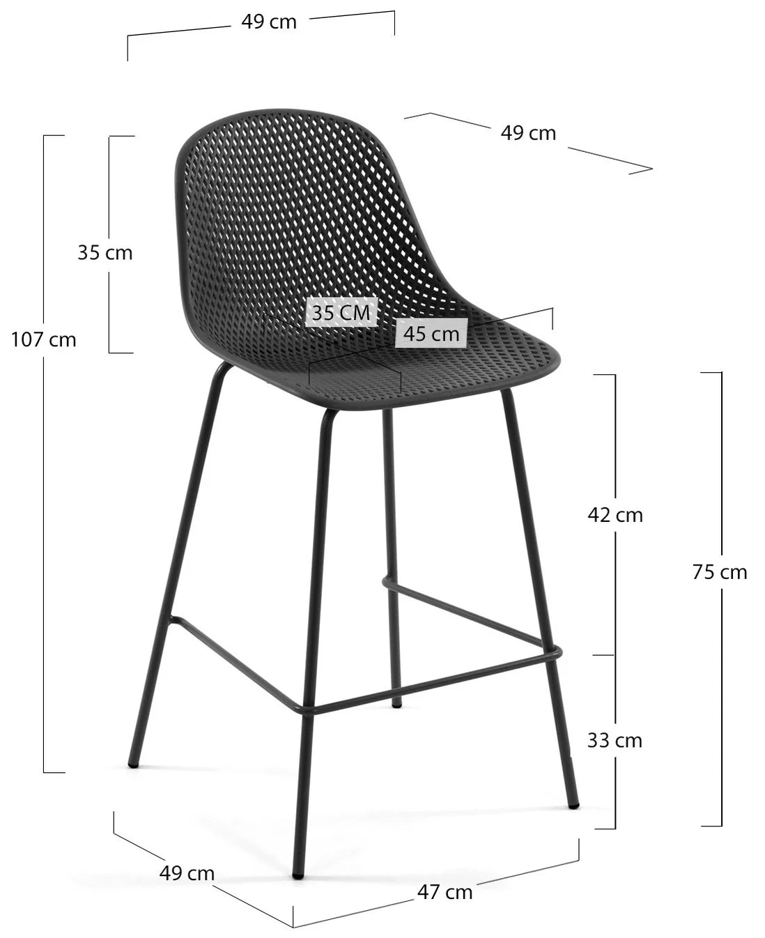 Silla Para Bar Con Estructura (Gris) De Metal