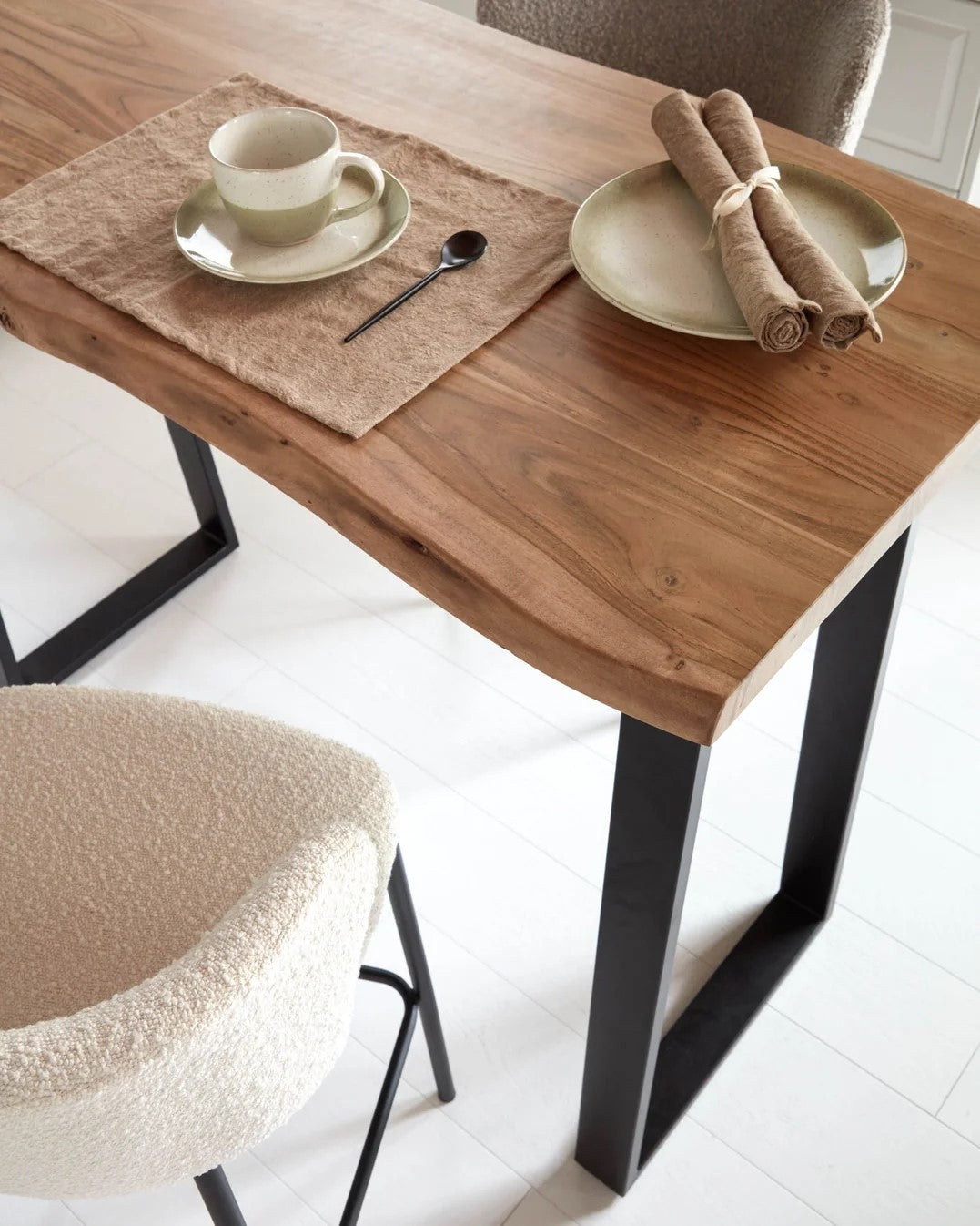 Mesa Alta Para Comedor Tablero Natural Patas De Madera