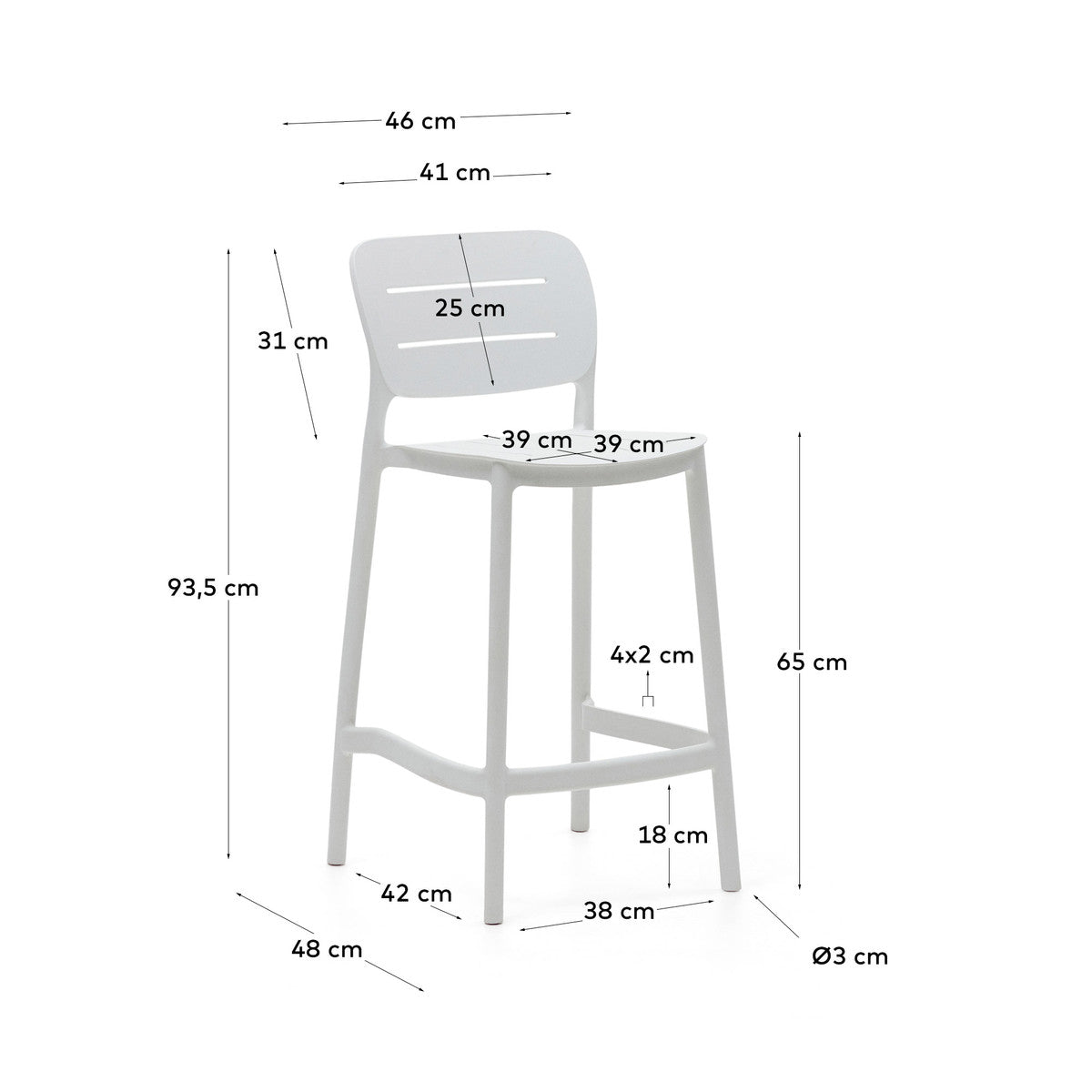 Silla Para Bar (Blanco) Con Patas Altas De Pvc