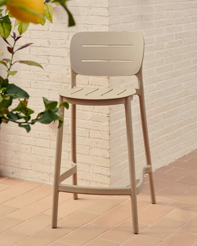 Silla Para Bar (Beige) Con Patas Altas De Pvc