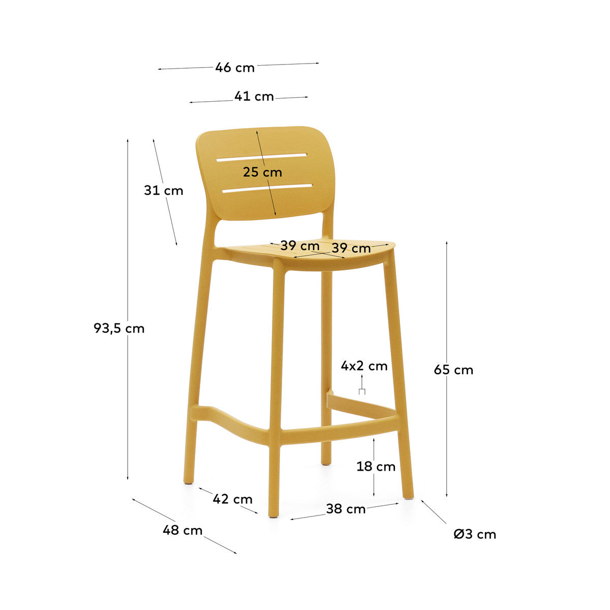 Silla Para Bar (Mostaza) Con Patas Altas De Pvc