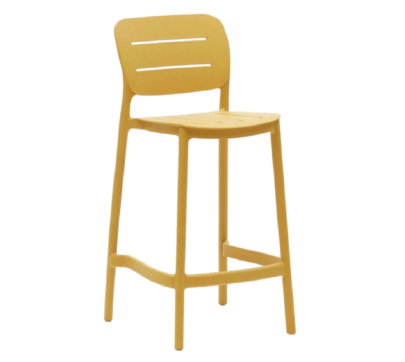 Silla Para Bar (Mostaza) Con Patas Altas De Pvc