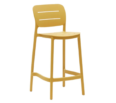 Silla Para Bar (Mostaza) Con Patas Altas De Pvc