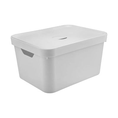 Cesta Organizadora (Blanca) Rectangular Con Tapa 32 Ltrs De Plástico