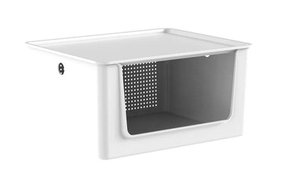 Cesta Organizadora Con Tapa - Apertura Frontal 16 Ltrs (Blanco) De Plástico