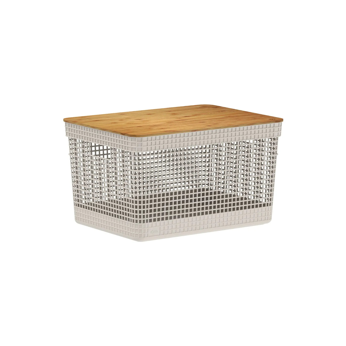 Cesta Organizadora Rectangular Con Tapa Natural 20 Ltrs (Beige) De Plástico