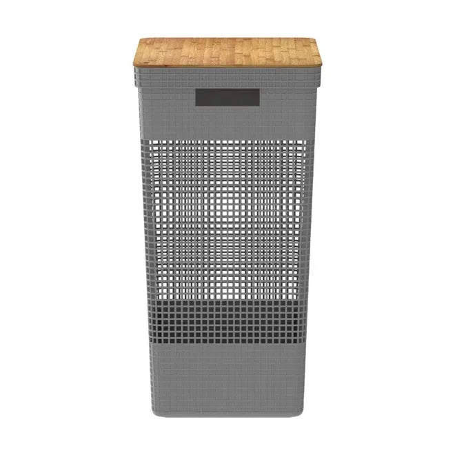 Cesta Para Ropa Sucia Con Tapa 49 Ltrs (Plomo) De Plástico