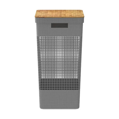 Cesta Para Ropa Sucia Con Tapa 49 Ltrs (Plomo) De Plástico