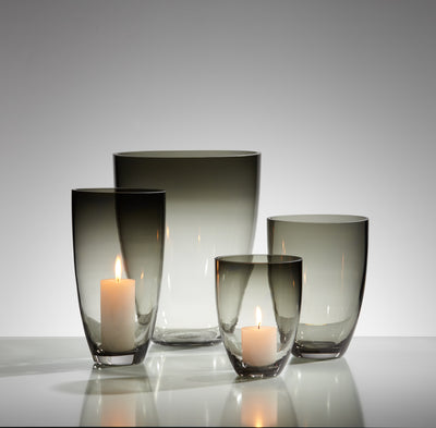 Florero Decorativo (Gris) Mediano De Vidrio