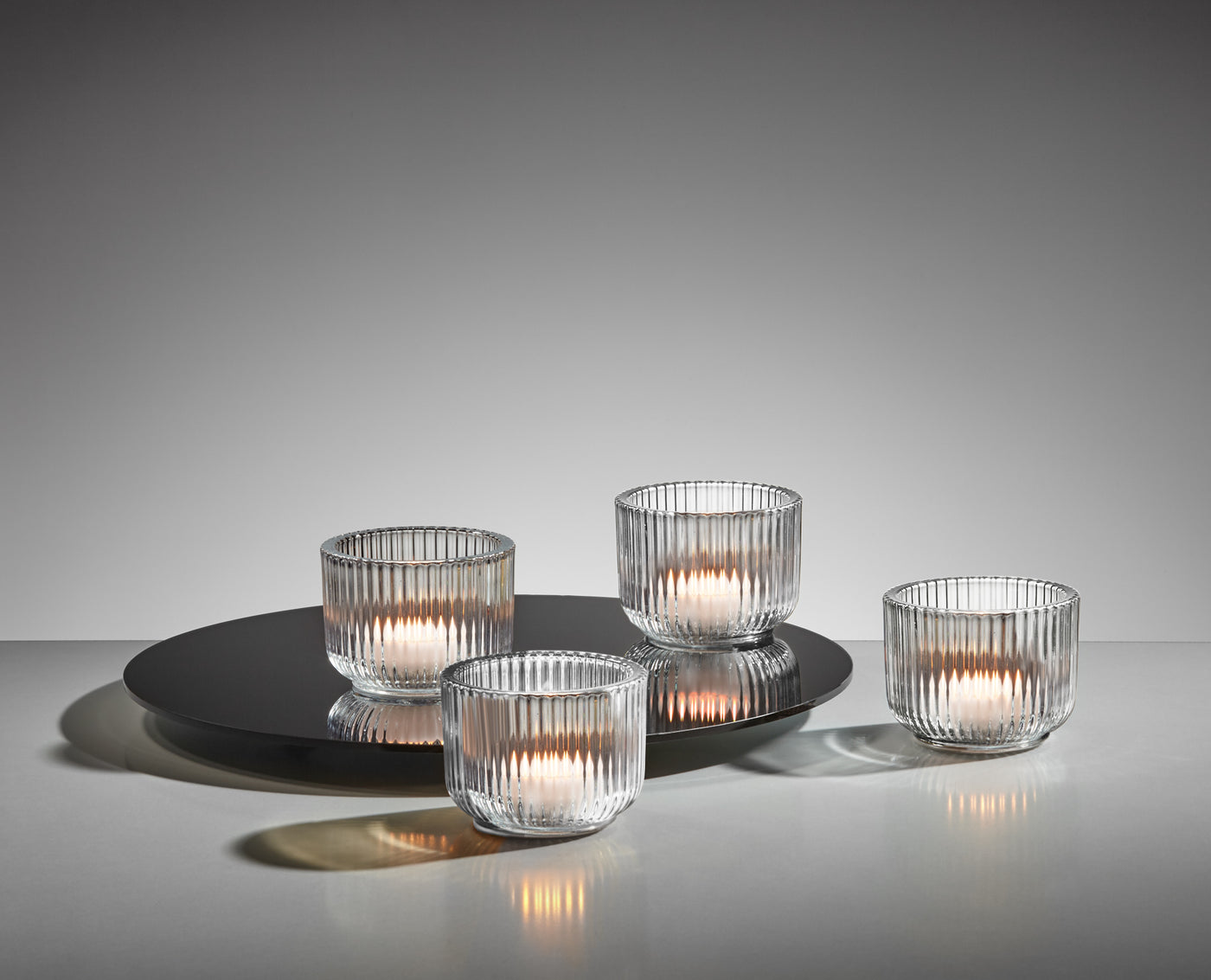 Portavela (Transparente) Estriada De Vidrio