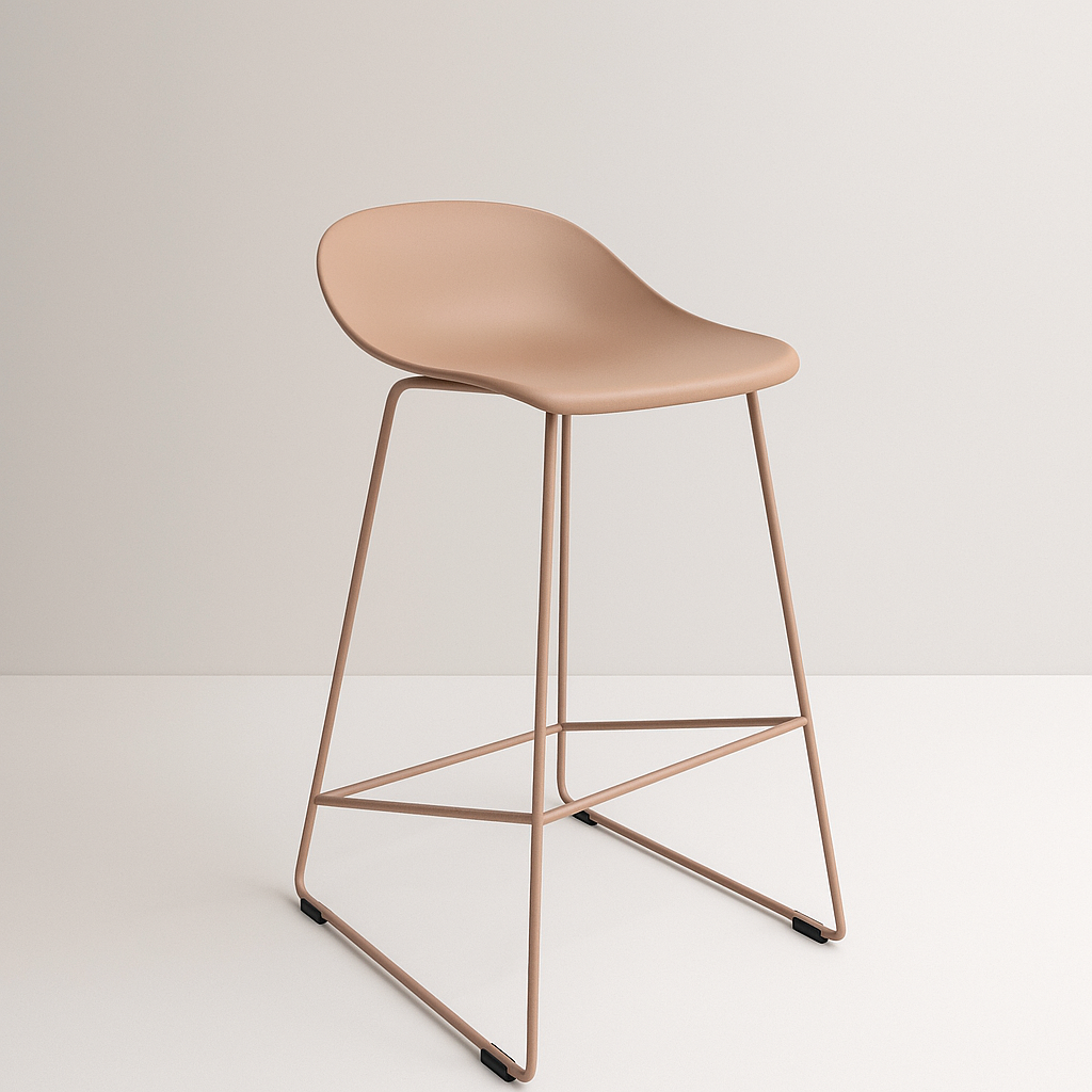 Silla Para Bar Pvc (Marrón) Con Estructura De Metal