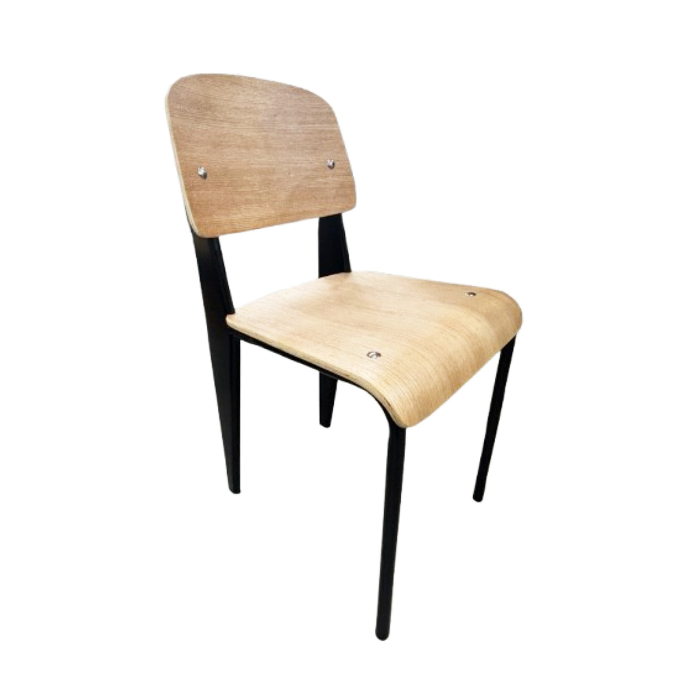 Silla De Comedor Espalda Y Asiento De Madera Estructura Negro De Metal