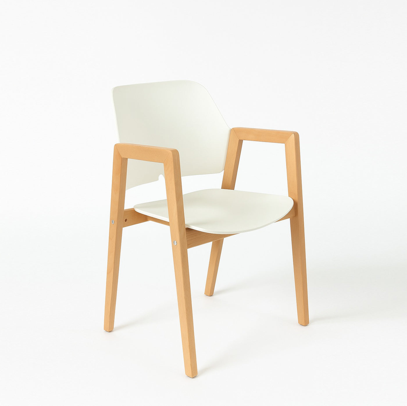 Silla De Comedor Espaldar Y Asiento (Blanco Hueso) Estructura De Madera