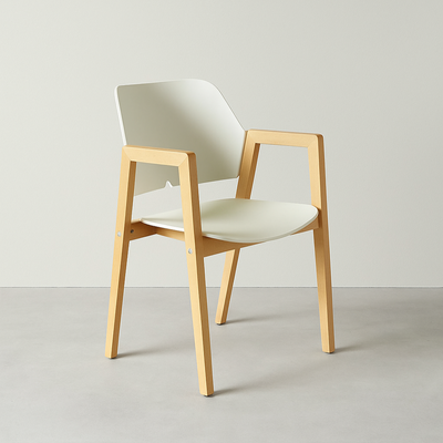 Silla De Comedor Espaldar Y Asiento (Blanco Hueso) Estructura De Madera