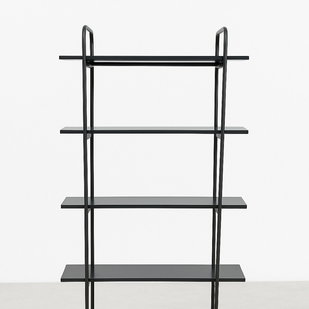 Estante Negro 4 Niveles Tablero De Melamina Y Estructura De Metal