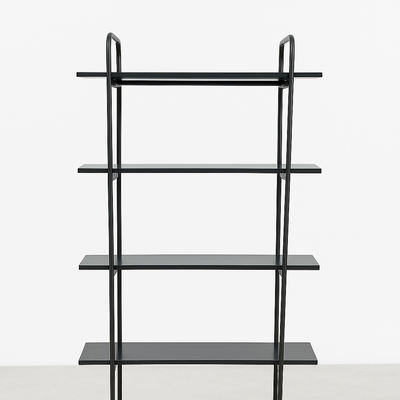 Estante Negro 4 Niveles Tablero De Melamina Y Estructura De Metal