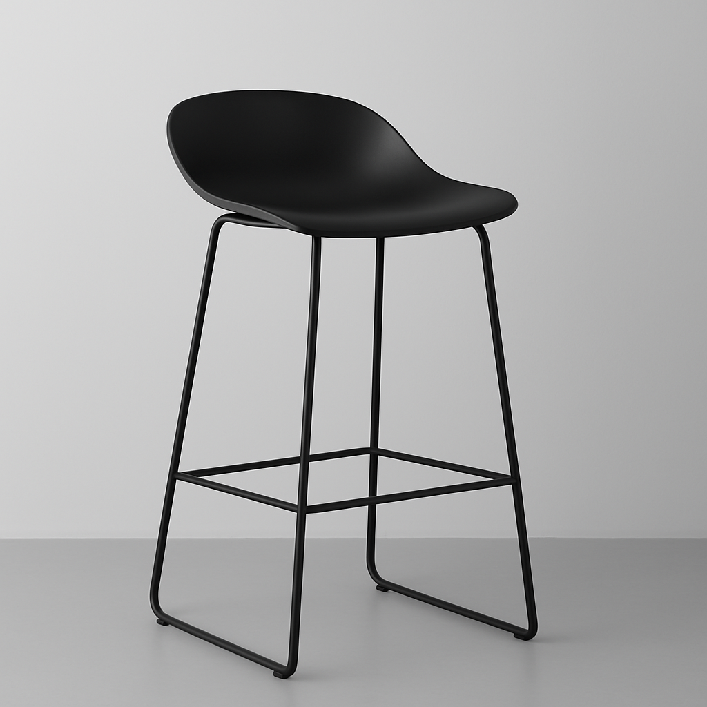 Silla Para Bar Pvc (Negro) Con Estructura De Metal