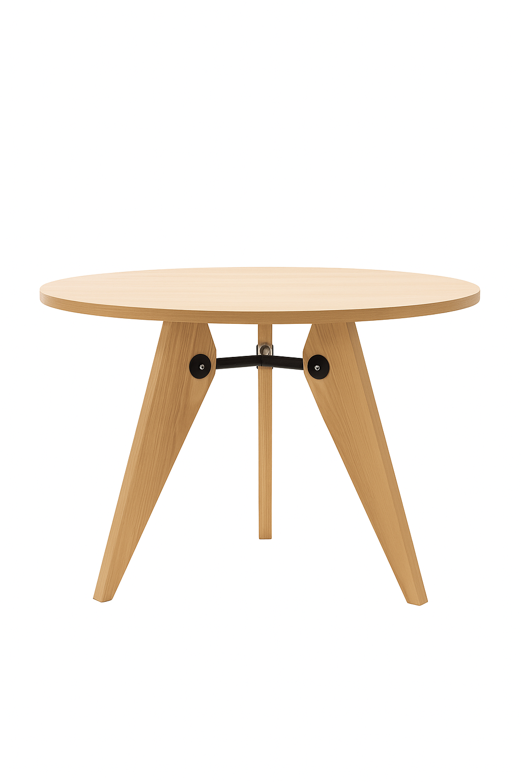 Mesa De Comedor Tablero Redondo Enchape Natural De Madera