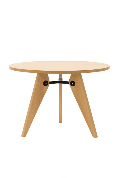 Mesa De Comedor Tablero Redondo Enchape Natural De Madera