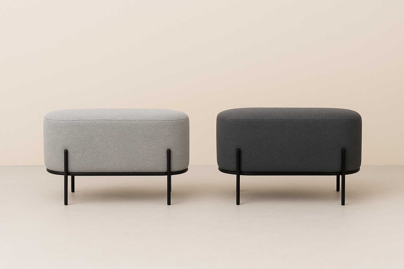 Banqueta Tapizada (Gris Oscuro) Con Patas De Metal