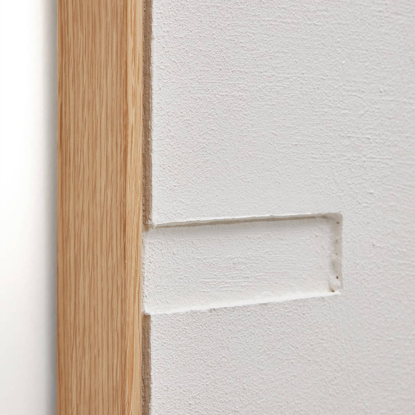 Cuadro Decorativo Con Figuras Geómetricas Rectas (Blanco) Con Marco De Madera