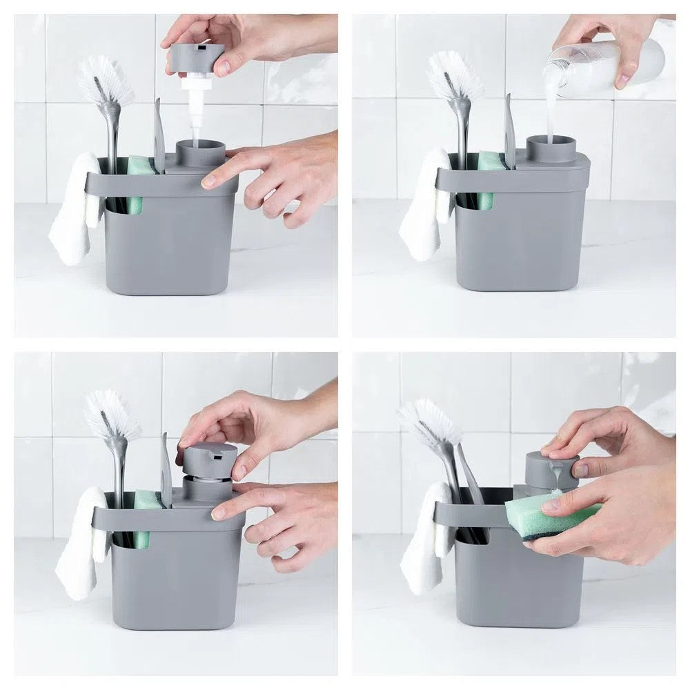 Dispensador De Detergente Y Organizador 650 Ml Gris De Plástico