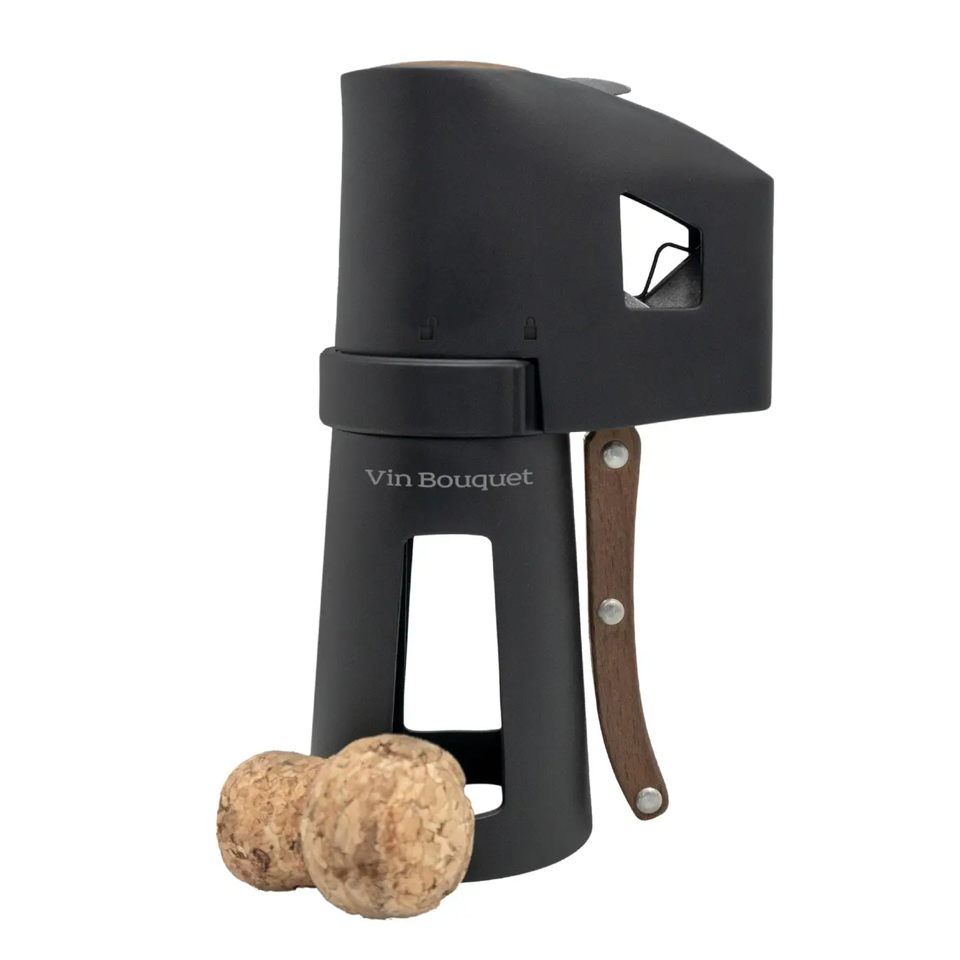 Abridor De Botellas Champagne (Pvc Negro) De Metal