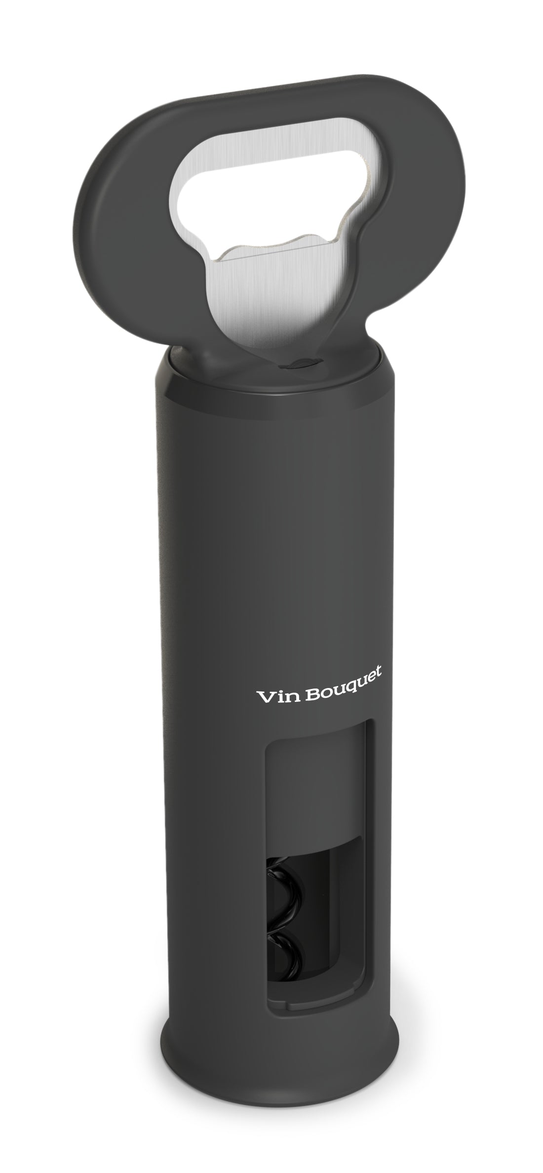 Sacacorchos Manual (Negro) + Abrelatas Y Destapador De Botellas De Metal