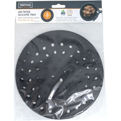 Tapete Redondo Para Air Fryer (Negro) De Silicona