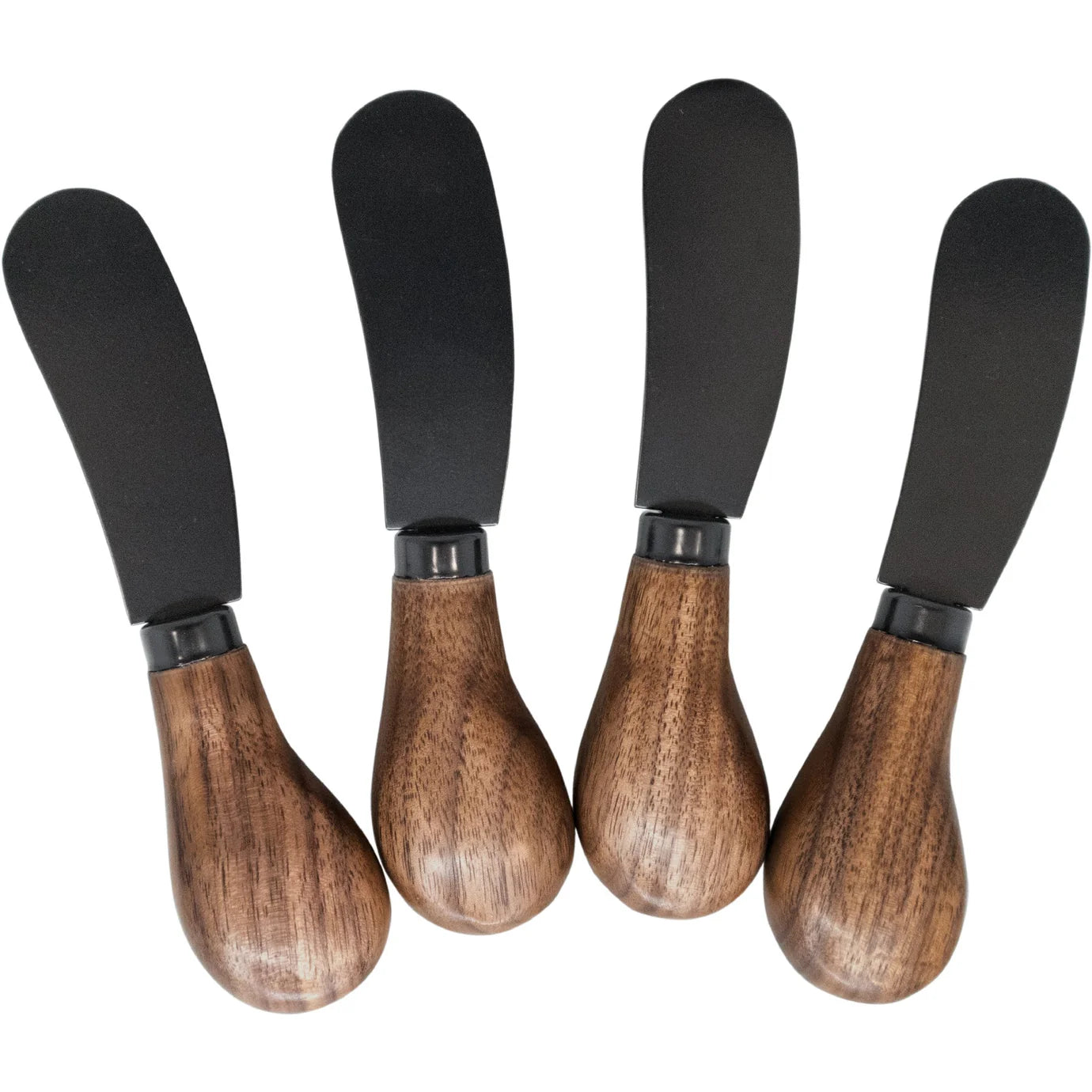 Set De 4 Cuchillos Para Untar (Negro) Con Mango De Madera