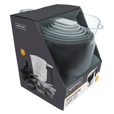 Set De Cucharas Medidoras + Embudo + Jarra Medidora De Vidrio