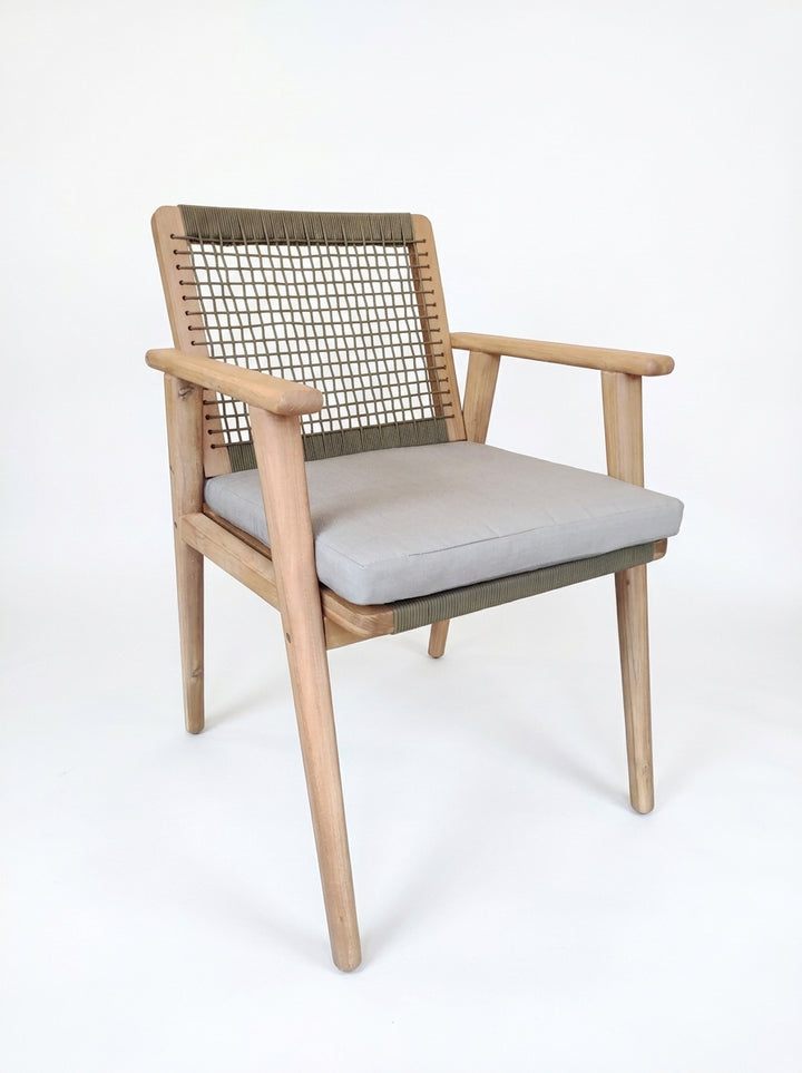Silla De Comedor (Verde Oliva) Para Terraza Estructura Acacia De Madera