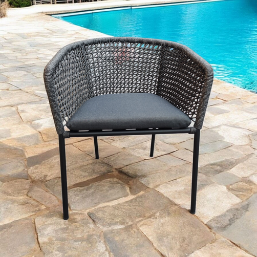 Silla De Comedor Para Terrazza Cuerda (Gris) Estructura De Metal