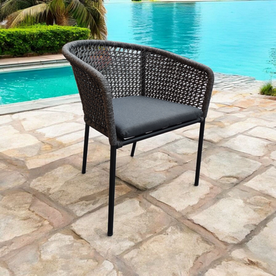 Silla De Comedor Para Terrazza Cuerda (Gris) Estructura De Metal