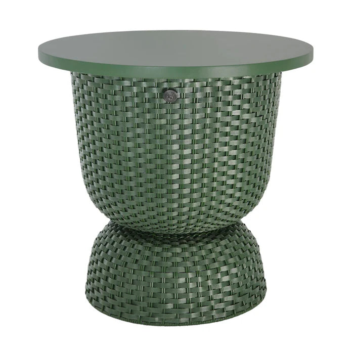 Mesa Auxiliar Pvc (Verde Oscuro) Redondo Con Tablero De Madera