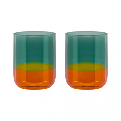 Set X 2 Vasos 300 Mltrs Diseño Colores De Vidrio