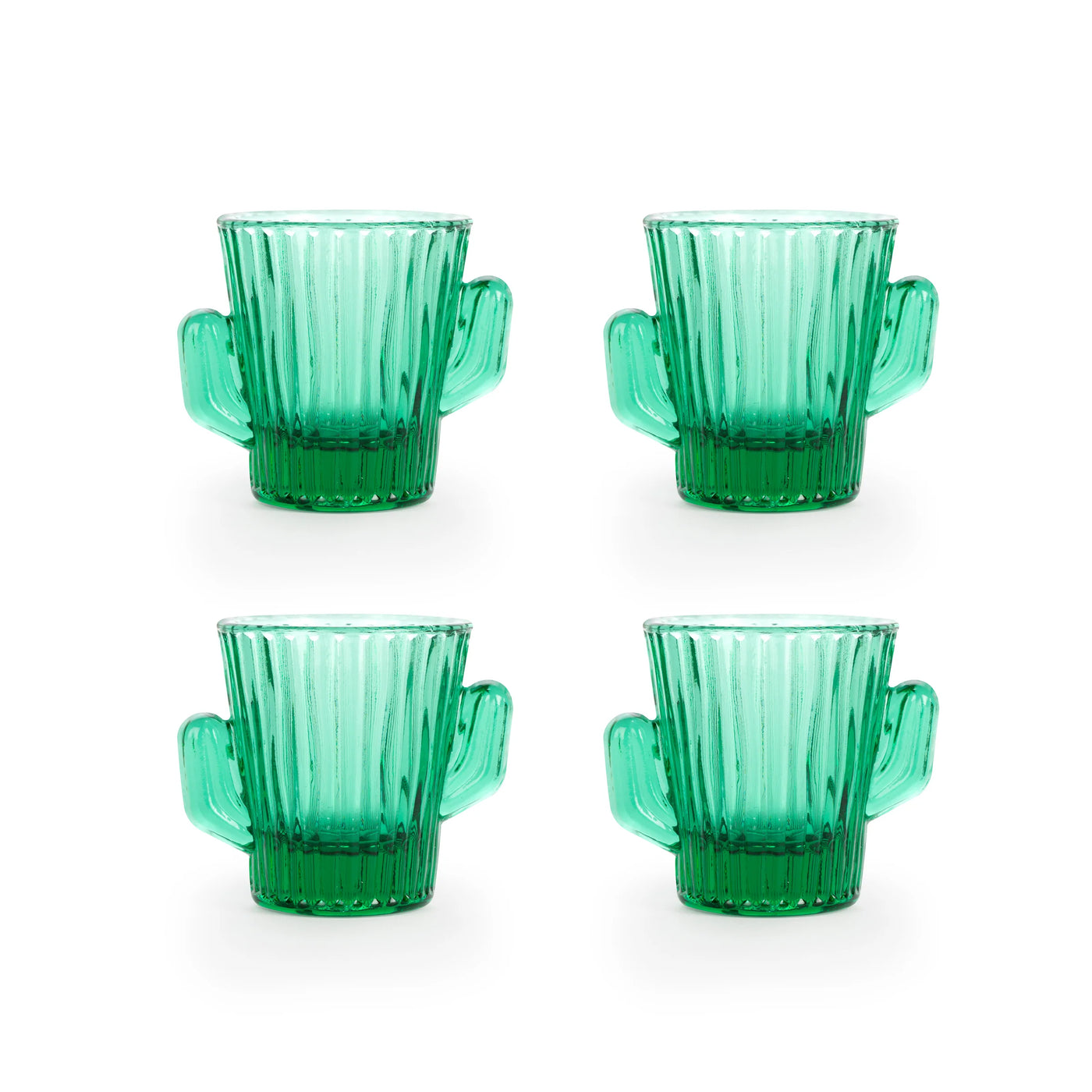 Set X 4 Vasos Tipo Shot "Cactus" 30Ml De Vidrio