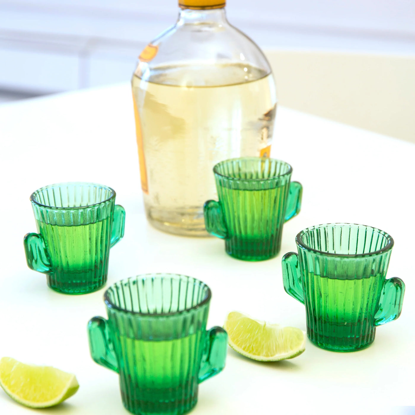 Set X 4 Vasos Tipo Shot "Cactus" 30Ml De Vidrio