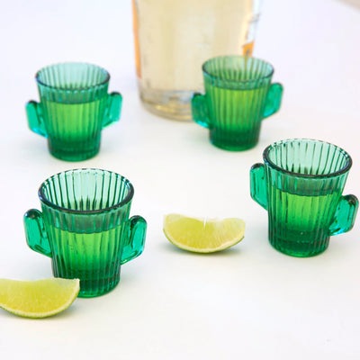 Set X 4 Vasos Tipo Shot "Cactus" 30Ml De Vidrio