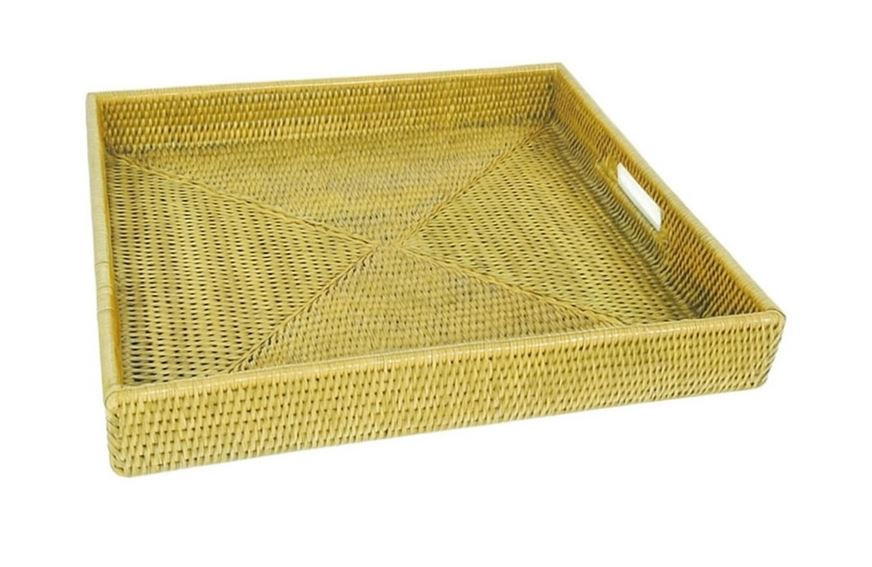 Bandeja Cuadrada Con Asa 45 X 45 De Ratan (Natural)