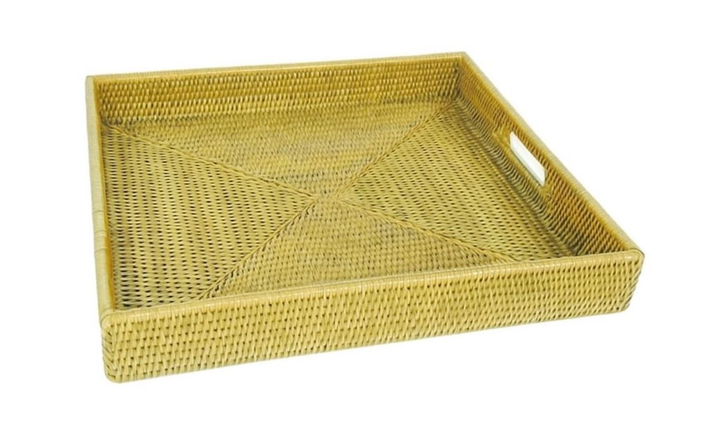 Bandeja Cuadrada Con Asa 50.5 X 50.5 De Ratan (Natural)