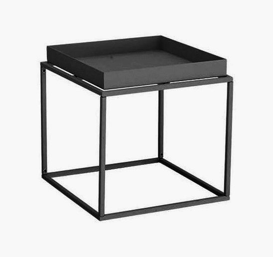 Mesa Lateral (Negro) Tablero Cuadrado Estructura De Metal