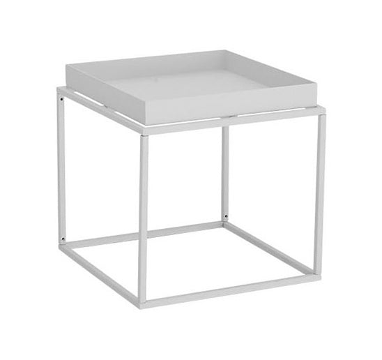 Mesa Lateral (Blanco) Tablero Cuadrado Estructura De Metal