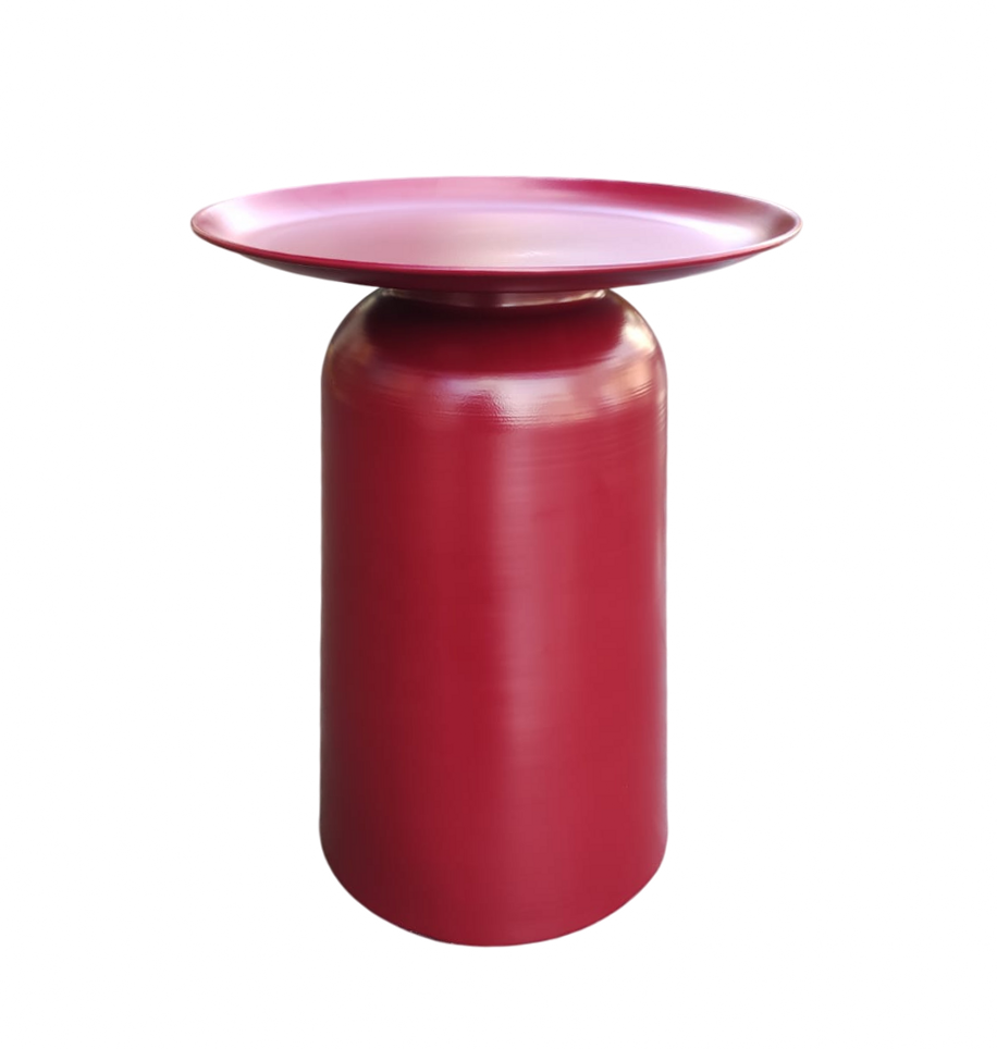 Mesa Auxiliar Decorativa (Rojo) Estructura De Metal